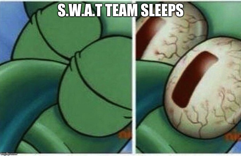 Squidward | S.W.A.T TEAM SLEEPS | image tagged in squidward | made w/ Imgflip meme maker