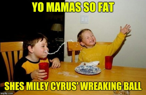 Yo Mamas So Fat | YO MAMAS SO FAT; SHES MILEY CYRUS' WREAKING BALL | image tagged in memes,yo mamas so fat | made w/ Imgflip meme maker