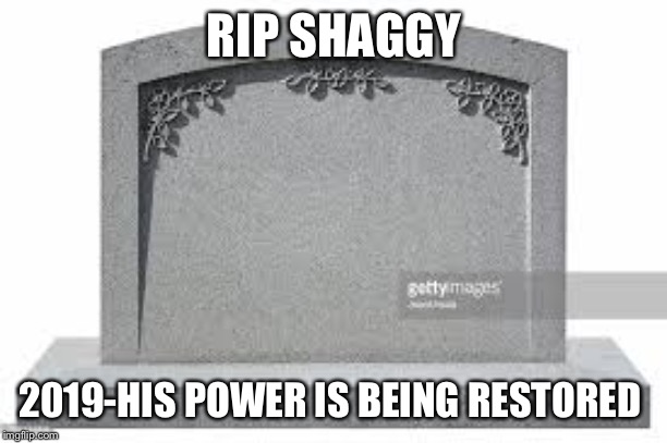 Shaggy dead meme | RIP SHAGGY; 2019-HIS POWER IS BEING RESTORED | image tagged in dead memes,memes,dank memes,tags,scooby doo,thanos | made w/ Imgflip meme maker