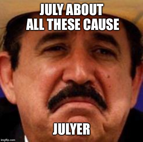 July Julyer | JULY ABOUT ALL THESE CAUSE JULYER | image tagged in july julyer | made w/ Imgflip meme maker