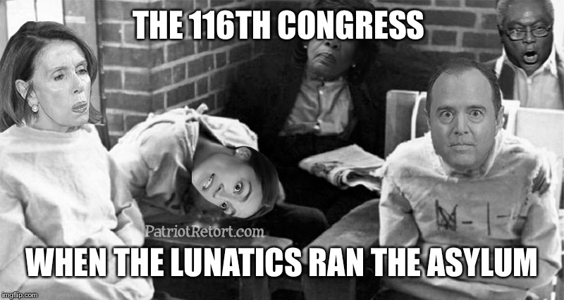 THE 116TH CONGRESS; WHEN THE LUNATICS RAN THE ASYLUM | image tagged in democrats,nancy pelosi,alexandria ocasio-cortez,adam schiff,maxine waters,democrat congressmen | made w/ Imgflip meme maker