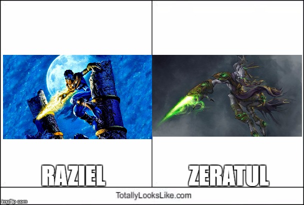 Raziel Totally Looks Like Zeratul | RAZIEL                   ZERATUL | image tagged in memes,gaming | made w/ Imgflip meme maker