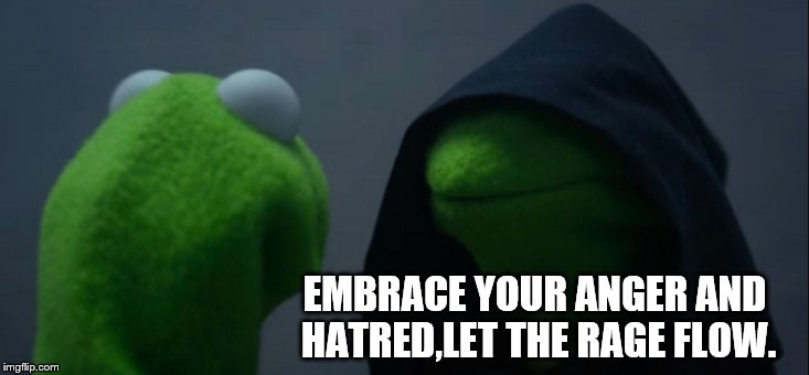 Evil Kermit Meme | EMBRACE YOUR ANGER AND HATRED,LET THE RAGE FLOW. | image tagged in memes,evil kermit | made w/ Imgflip meme maker