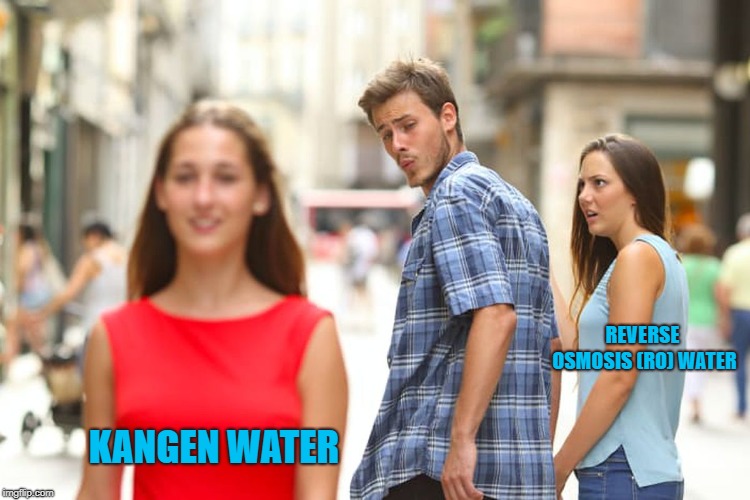 Distracted Boyfriend | REVERSE OSMOSIS (RO) WATER; KANGEN WATER | image tagged in memes,distracted boyfriend | made w/ Imgflip meme maker