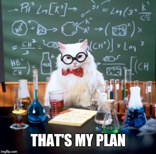 Chemistry Cat Meme | THAT'S MY PLAN | image tagged in memes,chemistry cat | made w/ Imgflip meme maker