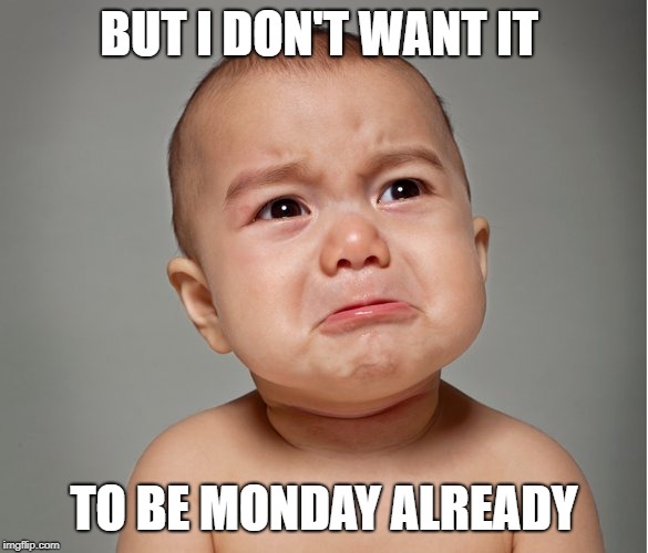 BUT I DON'T WANT IT; TO BE MONDAY ALREADY | made w/ Imgflip meme maker