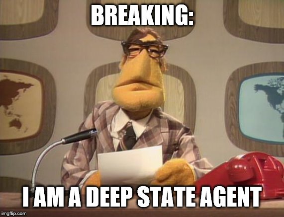 muppet news | BREAKING: I AM A DEEP STATE AGENT | image tagged in muppet news | made w/ Imgflip meme maker