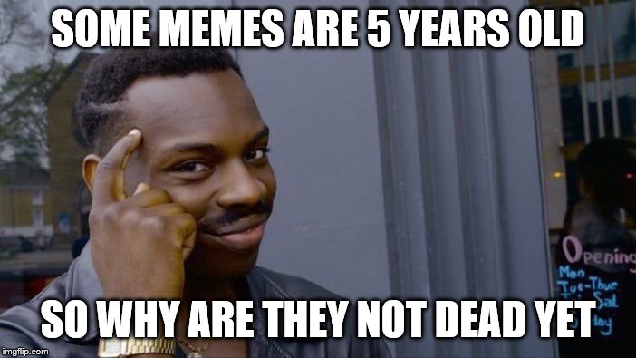Roll Safe Think About It Meme | SOME MEMES ARE 5 YEARS OLD; SO WHY ARE THEY NOT DEAD YET | image tagged in memes,roll safe think about it | made w/ Imgflip meme maker