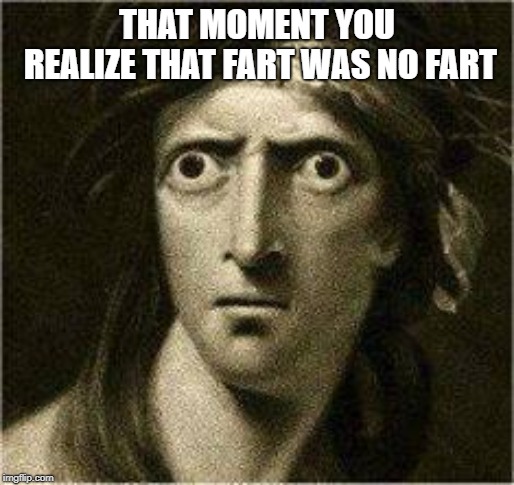 that moment when | THAT MOMENT YOU REALIZE THAT FART WAS NO FART | image tagged in that moment when | made w/ Imgflip meme maker