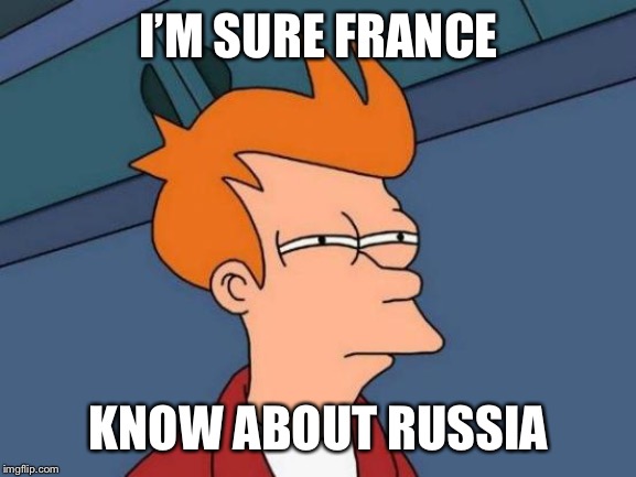 Futurama Fry Meme | I’M SURE FRANCE KNOW ABOUT RUSSIA | image tagged in memes,futurama fry | made w/ Imgflip meme maker