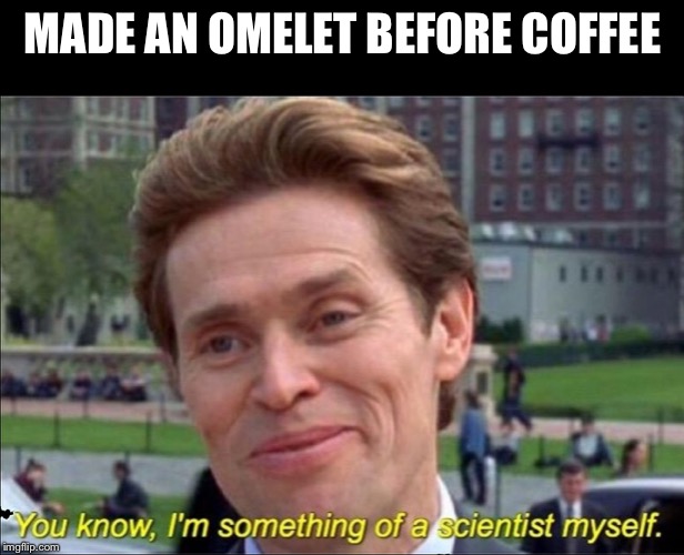 You know, I'm something of a scientist myself | MADE AN OMELET BEFORE COFFEE | image tagged in you know i'm something of a scientist myself | made w/ Imgflip meme maker