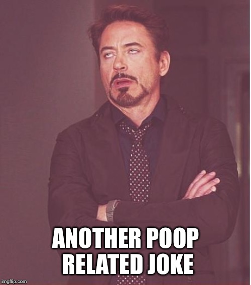 Face You Make Robert Downey Jr Meme | ANOTHER POOP RELATED JOKE | image tagged in memes,face you make robert downey jr | made w/ Imgflip meme maker