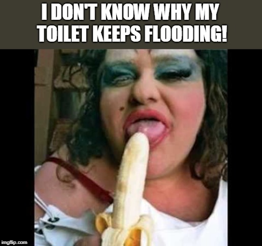 Ugly Girl | I DON'T KNOW WHY MY TOILET KEEPS FLOODING! | image tagged in ugly girl | made w/ Imgflip meme maker