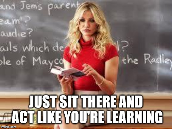 Bad Teacher | JUST SIT THERE AND ACT LIKE YOU'RE LEARNING | image tagged in bad teacher | made w/ Imgflip meme maker