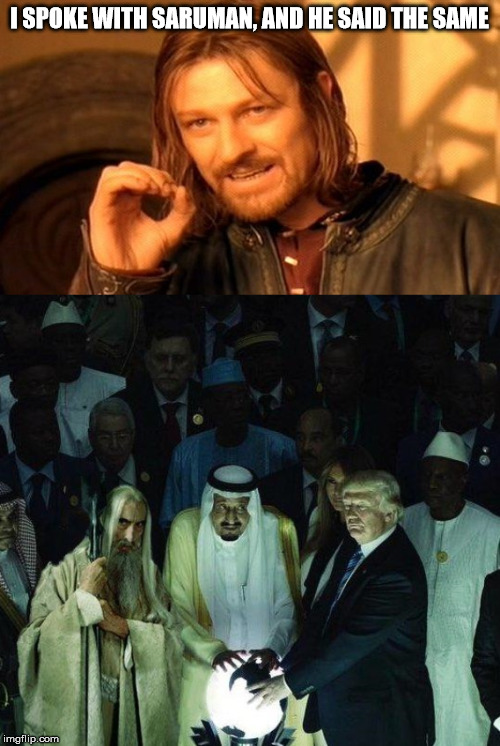 I SPOKE WITH SARUMAN, AND HE SAID THE SAME | image tagged in memes,one does not simply | made w/ Imgflip meme maker
