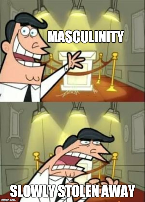 This Is Where I'd Put My Trophy If I Had One Meme | MASCULINITY; SLOWLY STOLEN AWAY | image tagged in memes,this is where i'd put my trophy if i had one | made w/ Imgflip meme maker