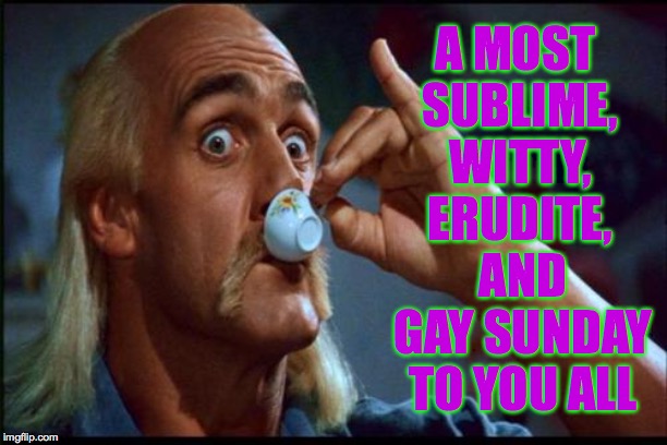 As translated from the
original French | A MOST SUBLIME, WITTY, ERUDITE, AND GAY SUNDAY TO YOU ALL | image tagged in hulk hogan,memes,sublime,witty,erudite,gay | made w/ Imgflip meme maker