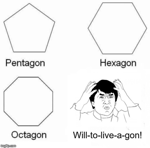 Chanometry | Will-to-live-a-gon! | image tagged in memes,pentagon hexagon octagon,jackie chan wtf | made w/ Imgflip meme maker