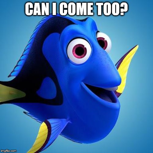 Dory from Finding Nemo | CAN I COME TOO? | image tagged in dory from finding nemo | made w/ Imgflip meme maker