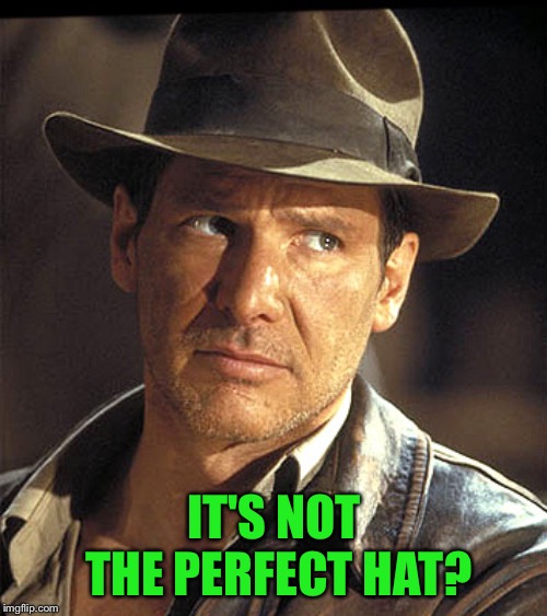 Indiana jones | IT'S NOT THE PERFECT HAT? | image tagged in indiana jones | made w/ Imgflip meme maker