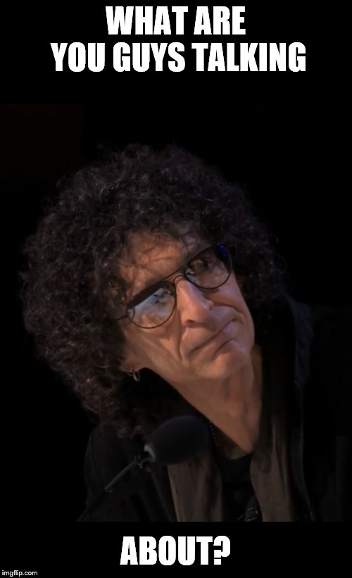 Howard Stern Dissapointed Face | WHAT ARE YOU GUYS TALKING ABOUT? | image tagged in howard stern dissapointed face | made w/ Imgflip meme maker