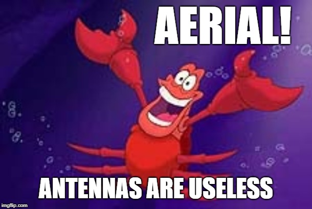 Especially... under the sea | AERIAL! ANTENNAS ARE USELESS | image tagged in crabs,memes,disney,sebastian,the little mermaid | made w/ Imgflip meme maker