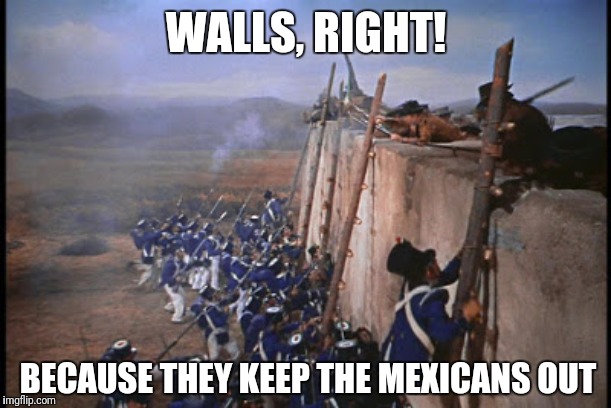 Remember the Alamo | WALLS, RIGHT! BECAUSE THEY KEEP THE MEXICANS OUT | image tagged in alamo | made w/ Imgflip meme maker