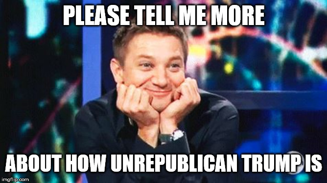 tell me more | PLEASE TELL ME MORE ABOUT HOW UNREPUBLICAN TRUMP IS | image tagged in tell me more | made w/ Imgflip meme maker