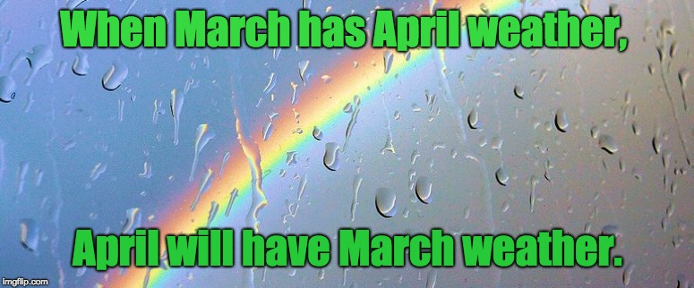 Weather Lore | When March has April weather, April will have March weather. | image tagged in weather,farm,farmers,old sayings | made w/ Imgflip meme maker