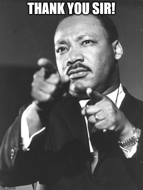 martin Luther King Jr  | THANK YOU SIR! | image tagged in martin luther king jr | made w/ Imgflip meme maker