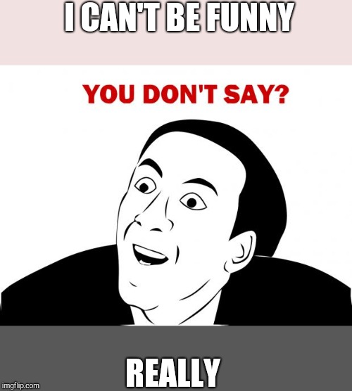 You Don't Say Meme | I CAN'T BE FUNNY; REALLY | image tagged in memes,you don't say | made w/ Imgflip meme maker
