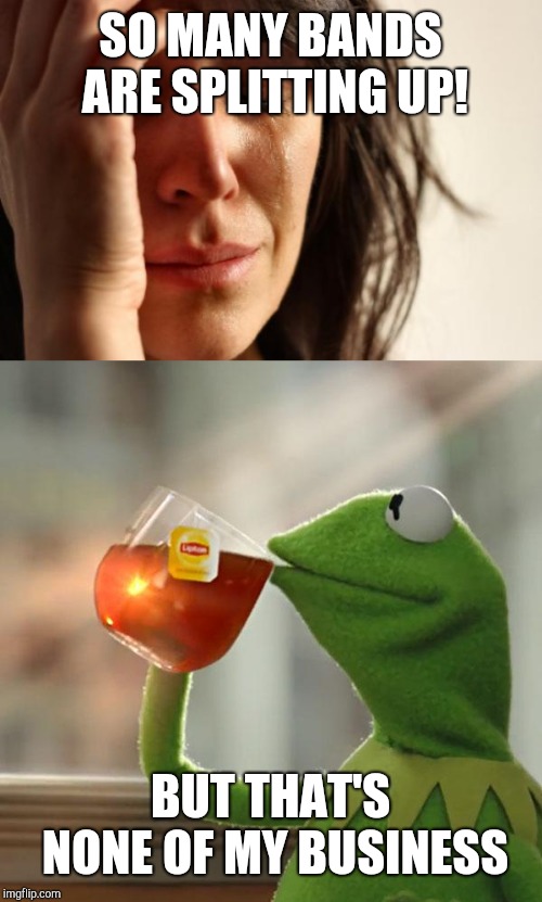 SO MANY BANDS ARE SPLITTING UP! BUT THAT'S NONE OF MY BUSINESS | image tagged in memes,first world problems,but thats none of my business | made w/ Imgflip meme maker