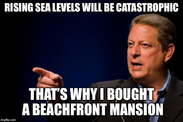 al gore troll | RISING SEA LEVELS WILL BE CATASTROPHIC; THAT’S WHY I BOUGHT A BEACHFRONT MANSION | image tagged in al gore troll,hypocrisy,climate change,global warming,false alarm | made w/ Imgflip meme maker