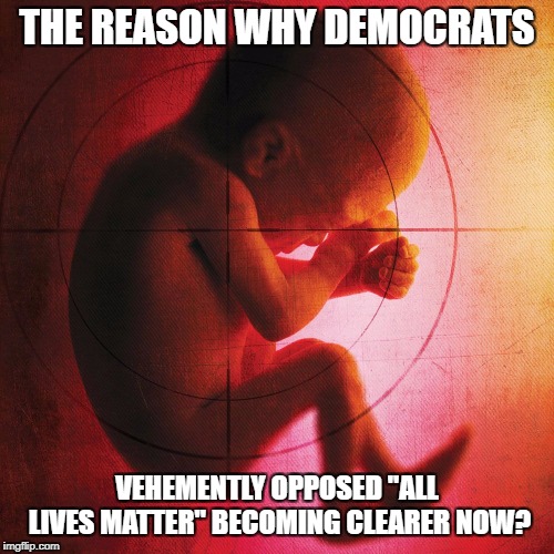 fetus | THE REASON WHY DEMOCRATS; VEHEMENTLY OPPOSED "ALL LIVES MATTER" BECOMING CLEARER NOW? | image tagged in fetus | made w/ Imgflip meme maker