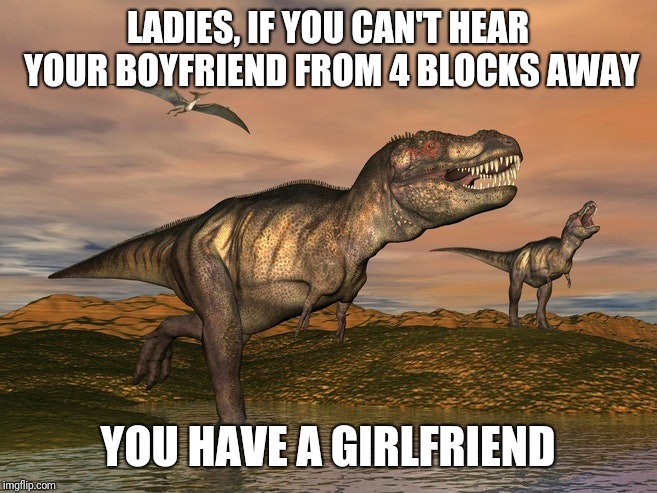 LADIES, IF YOU CAN'T HEAR YOUR BOYFRIEND FROM 4 BLOCKS AWAY; YOU HAVE A GIRLFRIEND | made w/ Imgflip meme maker