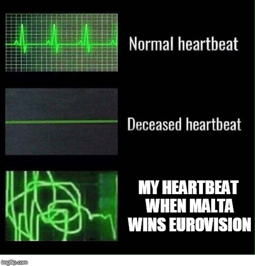 normal heartbeat deceased heartbeat | MY HEARTBEAT WHEN MALTA WINS EUROVISION | image tagged in normal heartbeat deceased heartbeat,memes,eurovision | made w/ Imgflip meme maker