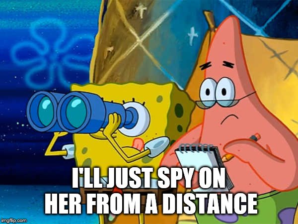 Spy | I'LL JUST SPY ON HER FROM A DISTANCE | image tagged in spy | made w/ Imgflip meme maker