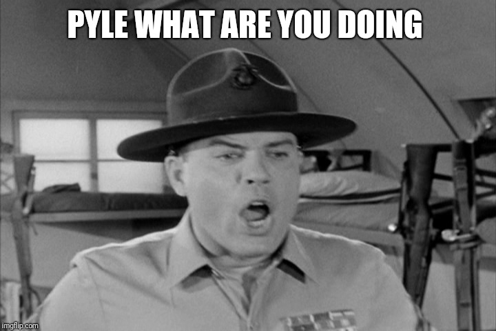 SGT. Carter | PYLE WHAT ARE YOU DOING | image tagged in sgt carter | made w/ Imgflip meme maker