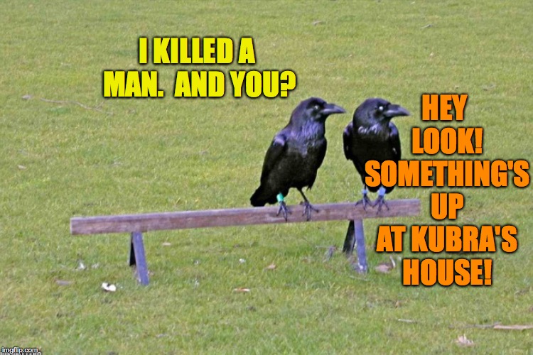 Hey look! | HEY LOOK! SOMETHING'S UP AT KUBRA'S HOUSE! I KILLED A MAN.  AND YOU? | image tagged in memes,i killed a man and you,kubra,hey look | made w/ Imgflip meme maker