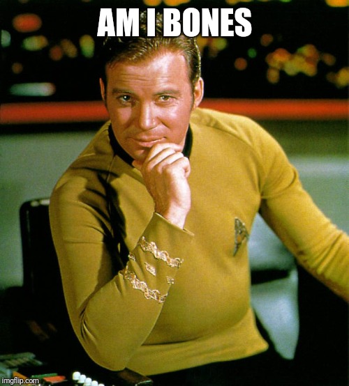 captain kirk | AM I BONES | image tagged in captain kirk | made w/ Imgflip meme maker