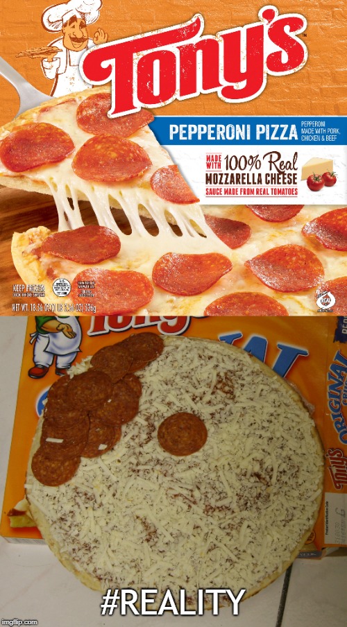 Reality not pictured | #REALITY | image tagged in memes,pizza,funny food,nasty food | made w/ Imgflip meme maker