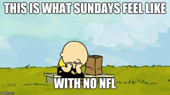 Depressed Charlie Brown | THIS IS WHAT SUNDAYS FEEL LIKE; WITH NO NFL | image tagged in depressed charlie brown | made w/ Imgflip meme maker
