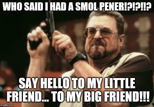 Am I The Only One Around Here Meme | WHO SAID I HAD A SMOL PENER!?!?!!? SAY HELLO TO MY LITTLE FRIEND...
TO MY BIG FRIEND!!! | image tagged in memes,am i the only one around here | made w/ Imgflip meme maker