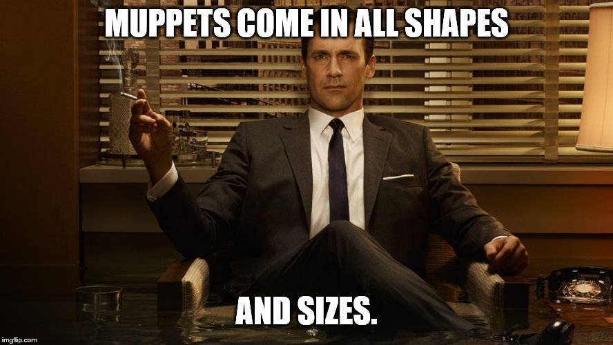 MadMen | MUPPETS COME IN ALL SHAPES AND SIZES. | image tagged in madmen | made w/ Imgflip meme maker