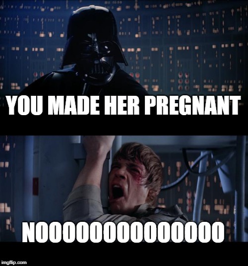 Star Wars No Meme | YOU MADE HER PREGNANT; NOOOOOOOOOOOOOO | image tagged in memes,star wars no | made w/ Imgflip meme maker