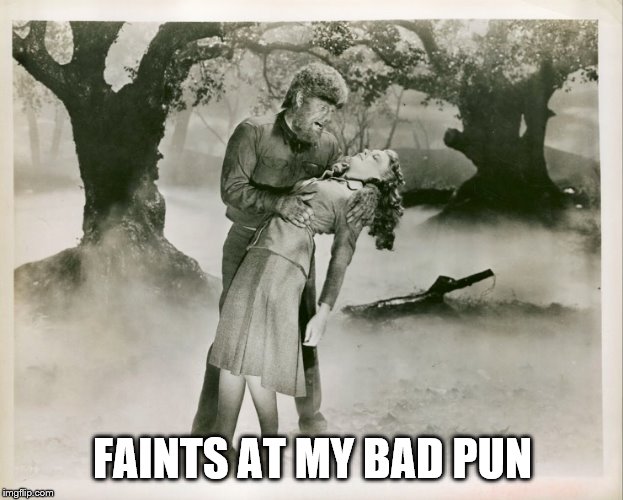 Wolfman | FAINTS AT MY BAD PUN | image tagged in wolfman | made w/ Imgflip meme maker