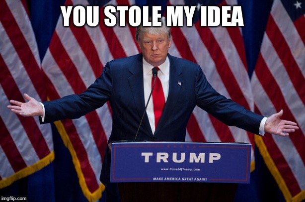 Donald Trump | YOU STOLE MY IDEA | image tagged in donald trump | made w/ Imgflip meme maker