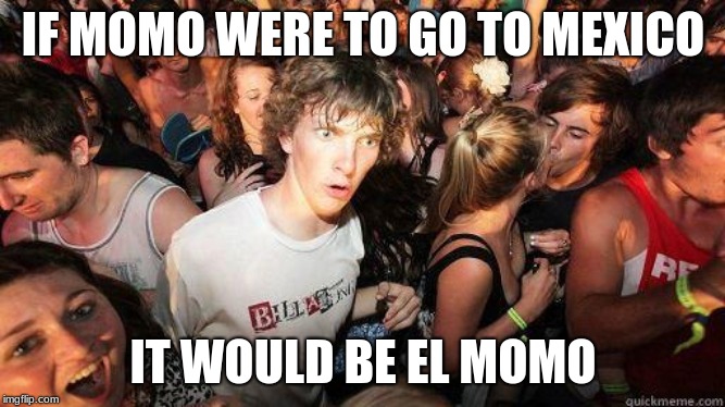 He always kind of creeped me out | IF MOMO WERE TO GO TO MEXICO; IT WOULD BE EL MOMO | image tagged in sudden realization,memes,momo,youtube | made w/ Imgflip meme maker