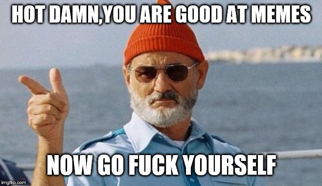 Bill Murray wishes you a happy birthday | HOT DAMN,YOU ARE GOOD AT MEMES NOW GO F**K YOURSELF | image tagged in bill murray wishes you a happy birthday | made w/ Imgflip meme maker