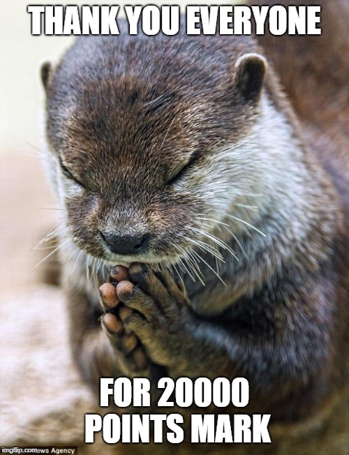 Thank You, Fellow Memers of Da World. | THANK YOU EVERYONE; FOR 20000 POINTS MARK | image tagged in thank you lord otter,memes,funny,latest,funny memes | made w/ Imgflip meme maker